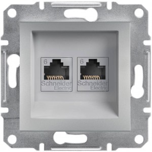 Розетка компьютерная двойная RJ45 кат. 5е ASFORA алюминий EPH4400161